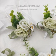 Original Mori Series Fresh Light Bean Green Simulation Flower Wedding Bride Groom Corsage Sister Gro