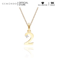 Gemondo จี้ทองคำ 9K ประดับเพชร เลขนำโชคหมายเลข 2 (ไม่รวมสร้อย) Lucky Symbol