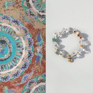 原創手工異形白水晶大漆珠綠松石繡球手串好運手鏈生日禮物