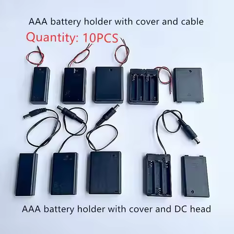 10PCS 2/3/4xAAA Battery Box Battery Compartment With Switch Cover Cable Battery Holder And DC Head B
