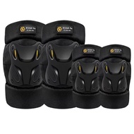 Motorcycle Knee Pads and Elbow Pads Riding Outdoor Sport Double Straps Adjustable Comfort Shock Absorption Four Season Universal Knee Shin Protection