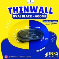 THINWALL 600 BLACK OVAL SQUAREML 600ML (25 PCS)