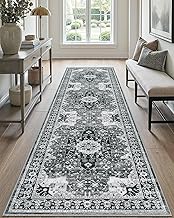 DEXI Hallway Washable Runner Rug 3x7, Vintage Soft Thin Kitchen Runner with Non Slip Backing, Farmho