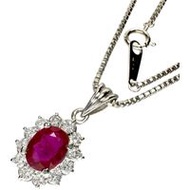 สร้อยคอทับทิมพม่า (1.166ct) และเพชร (0.58ct) มือสอง ตัวเรือนแพลตตินัม (Pt900/Pt850) 9.0g ความยาว 40c