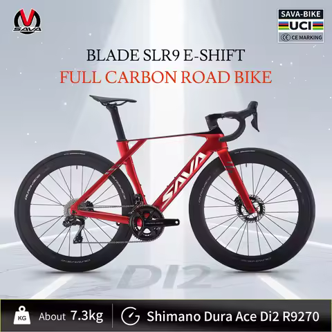 SAVA SLR9 Premium Bicycle Full Carbon Fiber E-Shift Road Bike 24 Speed with SHIMAN0 DURA-ACE 9270 Di
