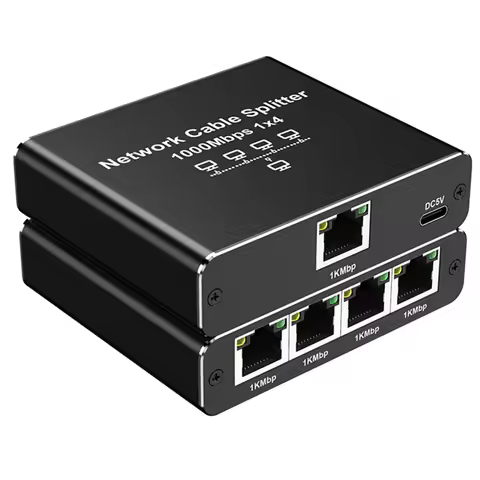 1 To 4 RJ45 Splitter High Speed 1000Mbps Internet Splitter Adapter 4 Devices Simultaneously Networki