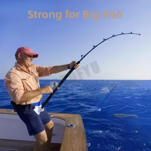 1.98M 2.1M Superhard 50kg Section 2 Roller Guide Big Game Fishing Pole Boat Rod Straight Butt Deep S