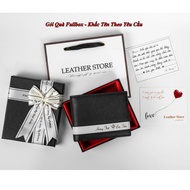 [ Fullbox with Gift Wrapping ] Men's Wallet Engraved with YC's Name Genuine Cowhide Saffiano Gift Bo