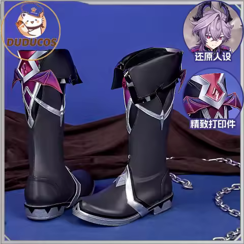Durin Cosplay Shoes Game Genshin Impact DUDU-SR Men Long Black Boots Genshin Impact Durin Cosplay Sh