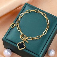 gelang titanium gelang titanium anti karat original New Sansheng III Titanium Steel Four-Leaf Clover