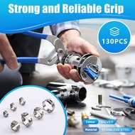 130PCS 5.8-21mm Single Ear Hose Clamp Stepless Strap Crimping Ring Clamp Suitable for Pipe Connectio