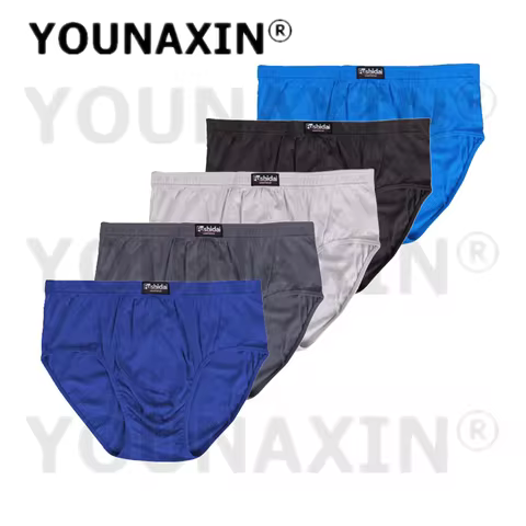 5 Pieces Men Big Size Briefs Underwear Underpants Cotton Breathable Panties Undies Boy Knickers XL 2