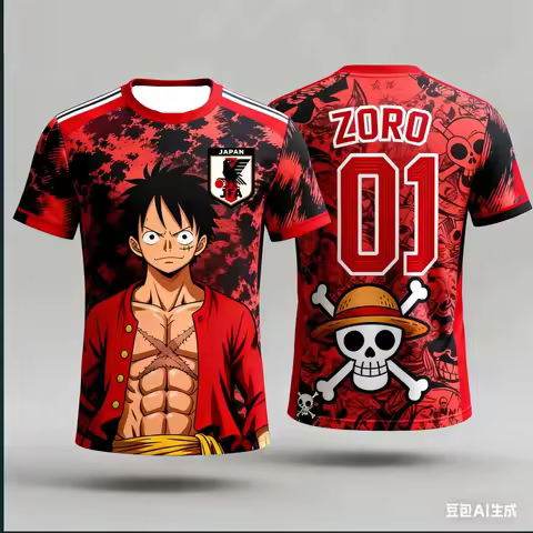 2026 New Japan One Piece Luffy Football Jersey Men T-shirt Football Special Jersey Kids Adult Men's 