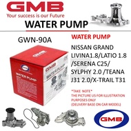 GMB BRAND WATER PUMP - GWN-90A NISSAN GRAND LIVINA1.8/LATIO 1.8 /SERENA C25/ SYLPHY 2.0 /TEANA J31 2