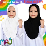 Tudung Sekolah Budak TIADA GETAH Lycra Putih Berdagu (5Y - 12Y)  / Hitam Jenis Sarung Sukan Perempua