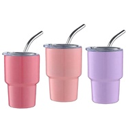 3Pack Mini Tumbler Shot Glass with Straw & Lid Mini Tumbler Cups Double Wall Tumbler Shot Glasses 2O