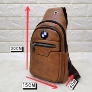 [READY STOCK] VS Fashion PU LEATHER BMW CHESTBAG WITH USB cable wire wayar charger power bank cross 