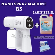 [ Ready Stock ]K5 Nano Spray Gun with Nano Mist Sanitizer 5L Liquid Disinfectant Sanitizer Non-Alcohol Anti-Coronavirus