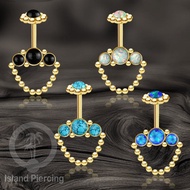 Helix Stainless Steel gold Earrings with Chain and 3 Stone Helix Piercing jewelry