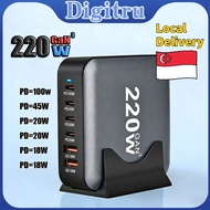 🔥SG Stock｜UK 200W Charger 6-Ports 220W/500W GAN³ Multi-Port Fast Charger｜PD100W/65W/QC｜Laptop/Phone 