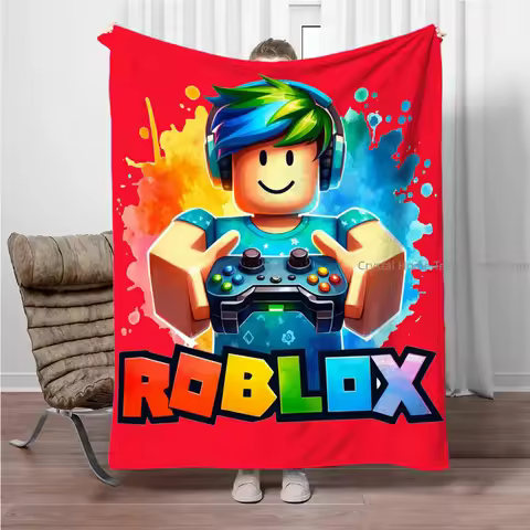 3D RR-Robloxs Cartoon Game Flannel Blanket,Soft Throw Blanket for Home Bedroom Bed Sofa Picnic Trave