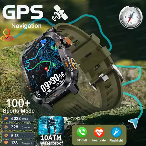 Outdoors TANK T3 Ultra GPS Smart Watch HD AMOLED Compass Altimeter IP69K Waterproof LED Flashlight F