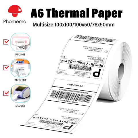 100x150mm Thermal Label Sticker Roll A6 Size Shipping Label Sticker Roll Adhesive Paper for Phomemo 