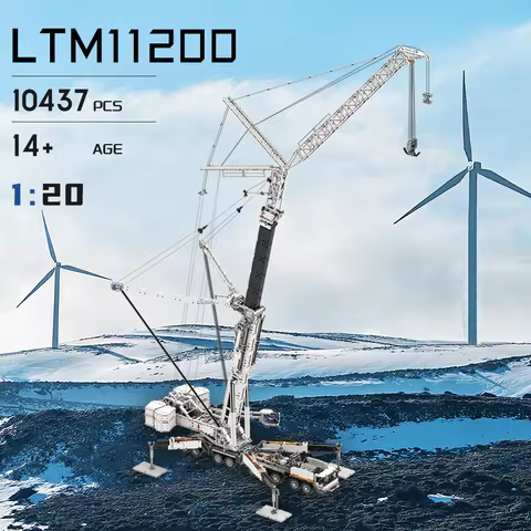 Ubricks E1001 Liebherr LTM11200 RC Crane and Fly Jib Model MOC Mobile Building Blocks Toys Bricks Ki