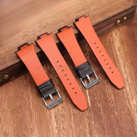 For Seiko Sportura SNL017 SNA595P2 SNL029P2 Replacement 15x27mm Black Leather Watch Strap Stainless 