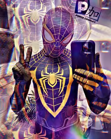 Game PS5 Spiderman Cosplay Superhero Metallic Eyes Zentai Bodysuits Miles Morales Spiderman Outfits 