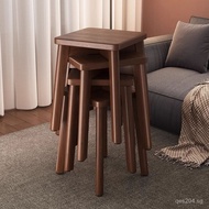 Dining Chair Walnut Dining Chair High Stool Dining Table Guest Stackable Stool Home Spare Square Sto