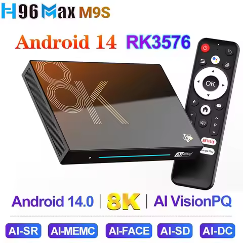 H96 MAX M9s Android 14 Smart TV Box RK3576 8GB DDR4 128GB 1000M Wifi6 Support Super Resolution 8K Vi