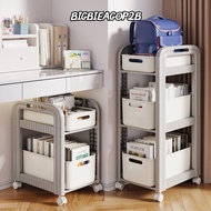 BIGBIEAGOP2B Rolling Storages Cart, Large Capacity 2/3-Tier Bookshelf Storage Trolley, 4 Wheels Mult