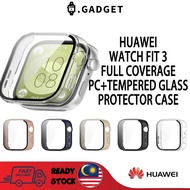 Huawei Watch Fit 3 Tempered Glass + Hard PC Protector Casing Huawei Watch FIT3 Full coverage Protect