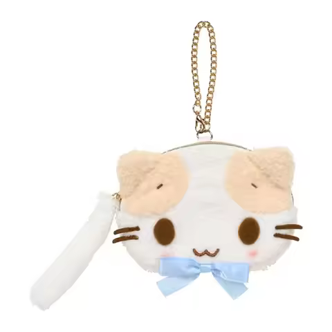 Masyumaro Fluffy Fuwa Nyanko Cat Plush Coin Purse Wallet Kawaii Cute Women Bag Keychain Coin Pouch C