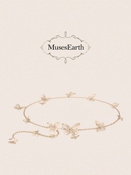 ผีเสื้อสีทองโรแมนติก สายโซ่คาดเอว Muses Earth Fairy Tale Style Accessory เรียบหรู สร้อยคอสําหรับ ฤดู