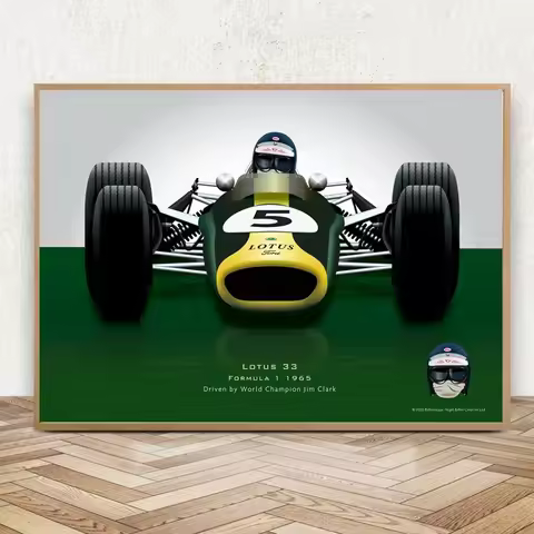 Jim Clark F1 Driver and Helmet Poster 1965 F1 GP Canvas Painting Wall Art Picture Prints Nordic Mode
