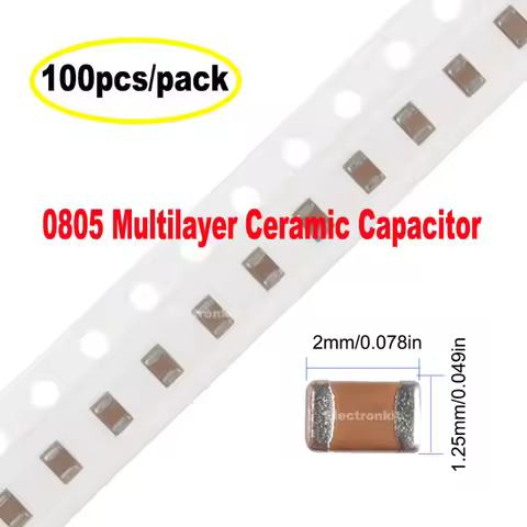 100pcs 0805 SMD Chip Multilayer Ceramic Capacitor 0.5pF 15pF 20pF 47pF 68pF 220pF 1nF 10nF 100nF 0.1