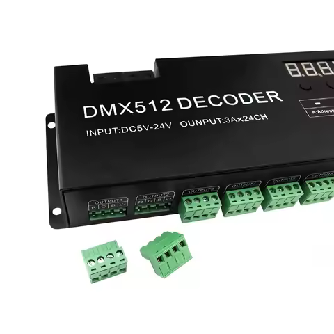 Digital 24CH RGB RGBW DMX512 Decoder, 3CH RGB 4CH RGBW DMX512 Decoder DMX 512 Controller For LED Str
