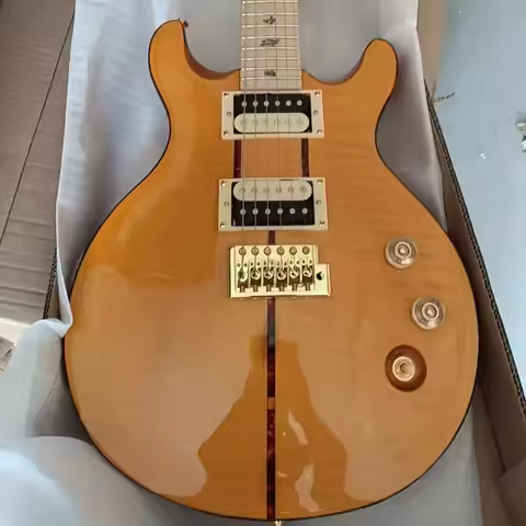 Free Shipping NEW Orange Santana Retro PRS Electric Guitar Maple Fretboard Tremolo HH Pickups Christ