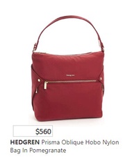 HEDGREN Prisma Oblique Hobo Nylon Bag In Pomegranate bags &amp; wallets 手袋銀包 [外國出口商直送]