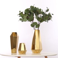Electroplated Gold Ceramic Vase Table Decoration Office Desk Flower Vase Simple Nordic Vase Aesthetic Vase (without Plants)