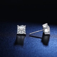 莫桑石 莫桑鑽 50分-1克拉方形單鑽耳環 台北門市 客製化訂製白金