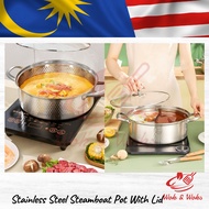 Stainless Steel Steamboat Pot With Lid / Periuk Steamboat Keluli Dengan Tudung