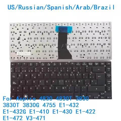 % New US RU SP AR BR Keyboard 4830 4830T 3830 3830T 3830G 4755 E1-432 E1-432G E1-410 E1-430 E1-422 E