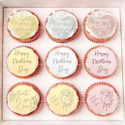 10/5pcs Happy Mothers Day Cupcake Toppers Edible Wafer Paper Cake Decorations for Mothers Day Birthd