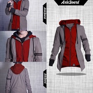 Semi jaket blazer hoodie finger korean style warna abu merah axleboard