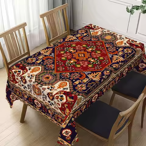 Persian Style Rectangle Tablecloth Holiday Party Decor Reusable Boho Geometric Printed Table Cloths