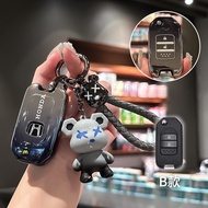 Car Flip Key Case Protective Cover Shell Keychain for Honda Civic CR-V HR-V Agreement Jade Crider Od