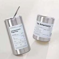 1pc American Industrial Style Insulated Cup, 360ml/600ml Stainless Steel Coffee Cup With Straw, Larg